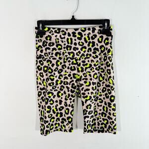 Goldsheep Neon Green Leopard Cheetah Animal Print Athletic Bike Shorts Small